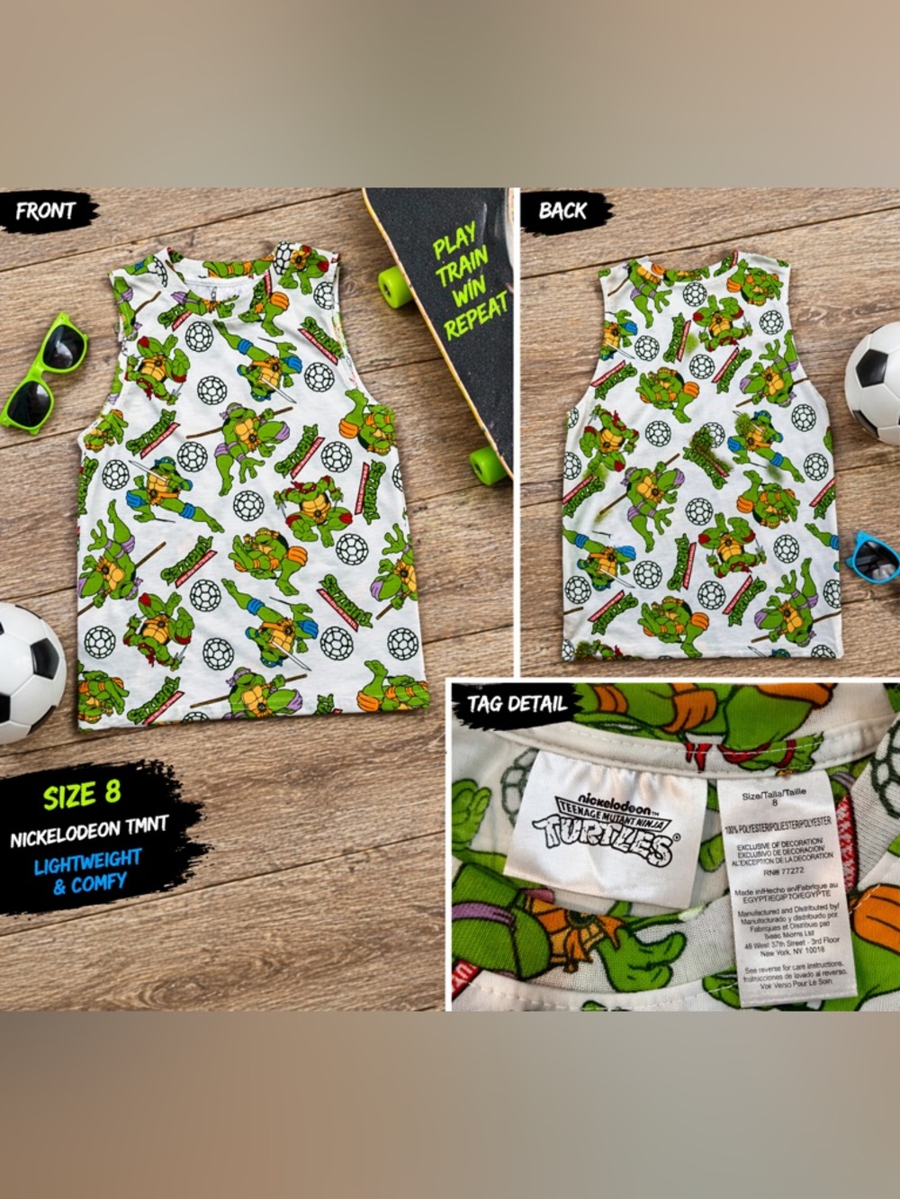 Nickelodeon Teenage Mutant Ninja Turtles White & Green Tank Top